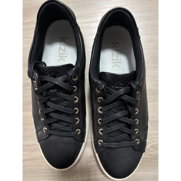 Kizik Vegas Black Leather Hands Free Sneakers Mens 7.5 Womens 9 L3FCDVEGBK26-1D - Picture 2 of 6